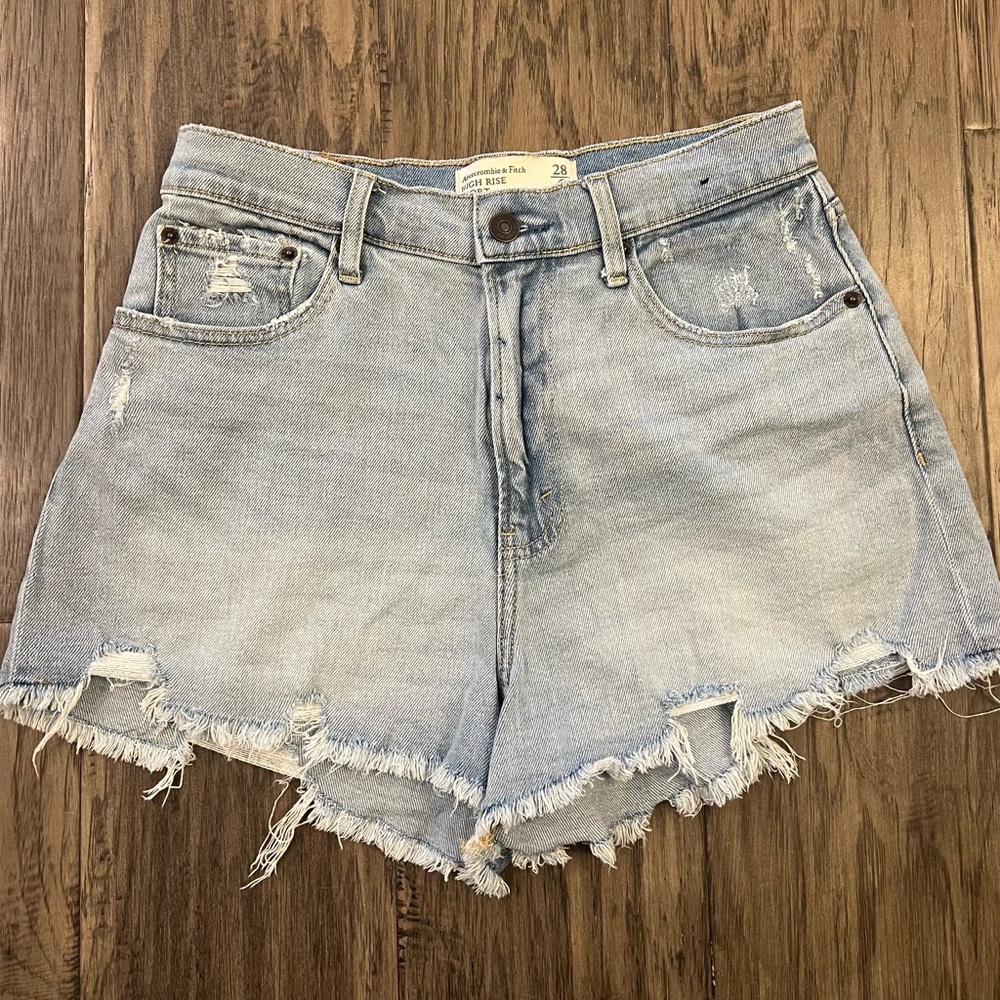 Abercrombie & Fitch High Rise Jean Shorts Sz 28/6 Curve Love